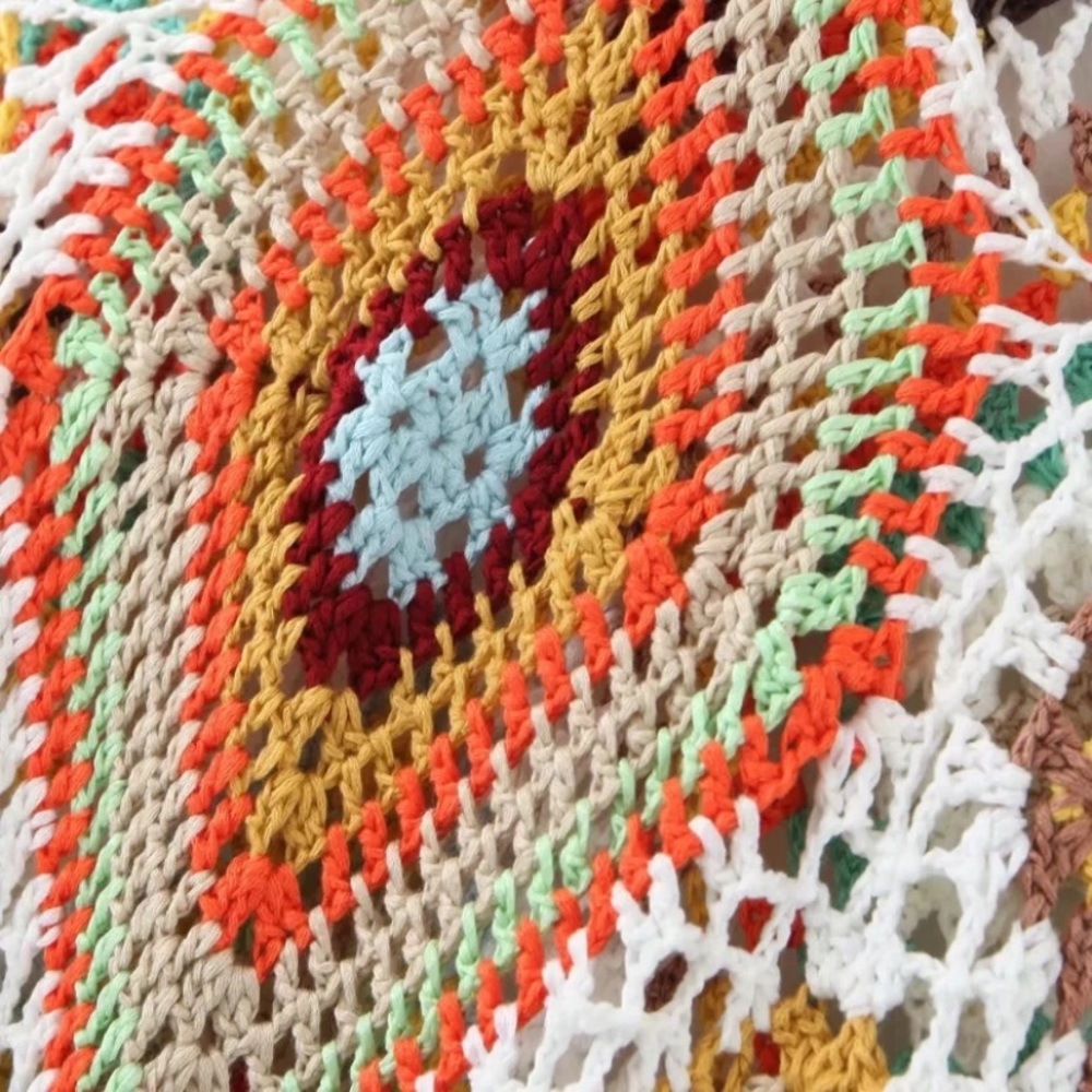 SOLD OUT Boho Handmade Multi Color Crochet Coverup Dress - Picture 12 of 13